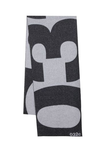 032c logo-knit wool-blend scarf - Schwarz