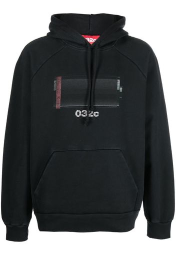 032c graphic-print drawstring hoodie - Schwarz