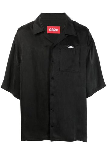 032c logo-print lyocell shirt - Schwarz