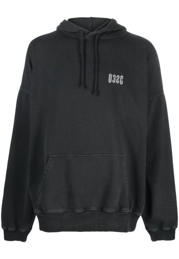 032c logo-print organic cotton hoodie - Schwarz