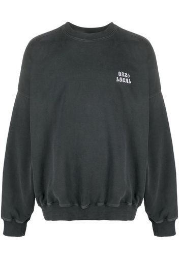 032c logo-embroidered organic cotton sweatshirt - Schwarz