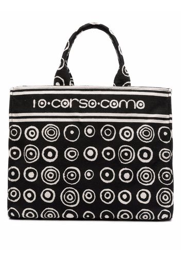 10 CORSO COMO Canvas-Shopper mit grafischem Print - Schwarz