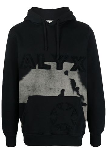 1017 ALYX 9SM logo-embroidered cow-print hoodie - Schwarz