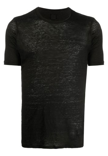 120% Lino mélange short-sleeve T-shirt - Schwarz