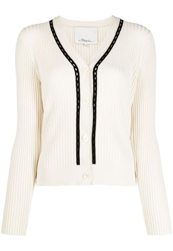 3.1 Phillip Lim contrasting ribbed-knit cardigan - Weiß