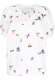 3.1 Phillip Lim floral-embroidery V-neck blouse - Weiß