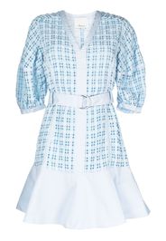 3.1 Phillip Lim Taffeta checked puff-sleeve dress - Blau