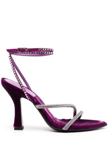 3juin crystal-strap velvet sandals - Violett