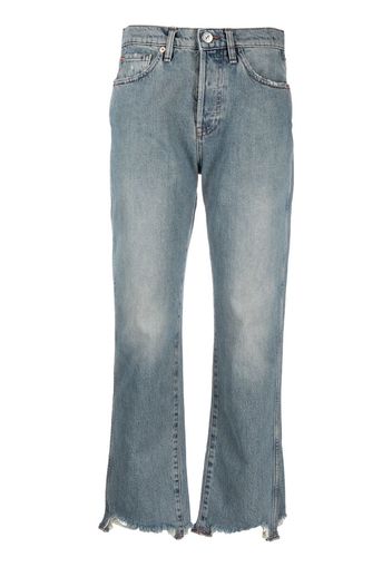 3x1 distressed-finish flared-leg jeans - Blau