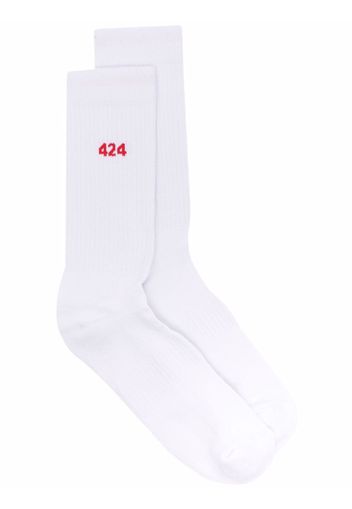 424 intarsia-knit logo ankle socks - Weiß