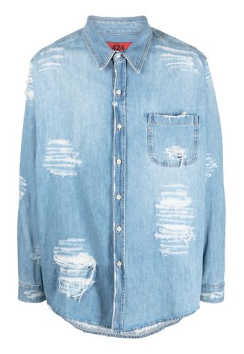 424 distressed denim shirt - Blau