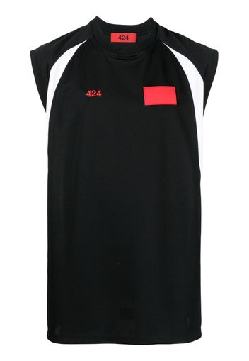 424 logo-embroidered sleeveless shirt - Schwarz