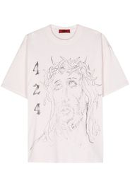 424 sketch-print cotton T-shirt - Rosa
