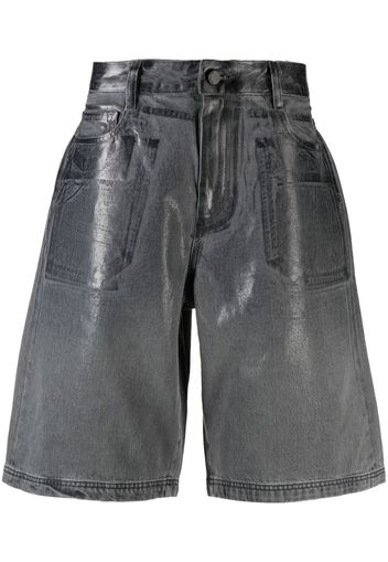 44 LABEL GROUP metallic-finish denim shorts - Grau