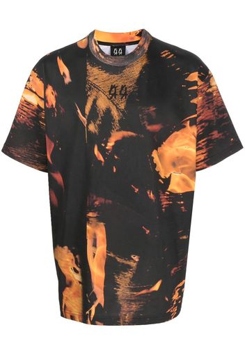 44 LABEL GROUP flame-print short-sleeve T-shirt - Schwarz