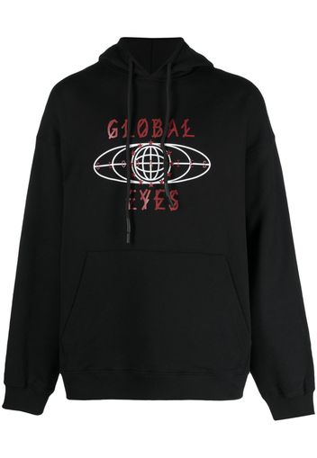 44 LABEL GROUP graphic-print cotton hoodie - Schwarz