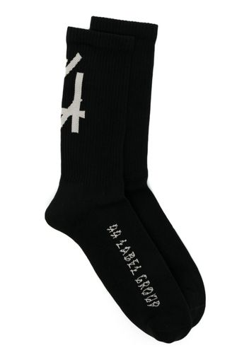 44 LABEL GROUP intarsia-logo socks - Schwarz