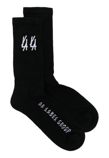 44 LABEL GROUP Gestrickte Socken mit Logo-Stickerei - Schwarz