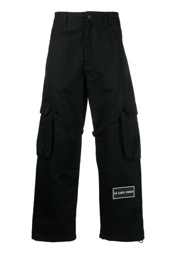 44 LABEL GROUP logo-patch cotton cargo pants - Schwarz