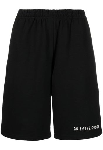 44 LABEL GROUP skull-print cotton track shorts - Schwarz