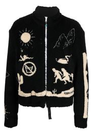 4SDESIGNS cotton graphic-print zipper - Schwarz