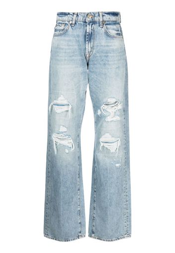 7 For All Mankind high-waisted straight-leg ripped jeans - Blau
