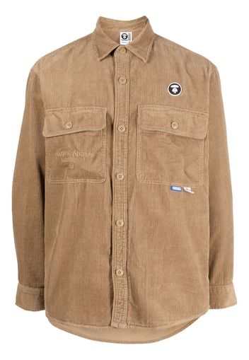 AAPE BY *A BATHING APE® corduroy logo-patch shirt - Braun