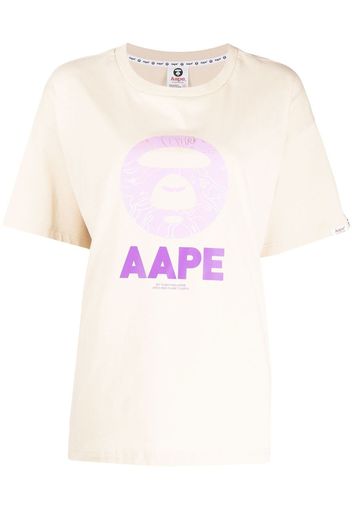 AAPE BY *A BATHING APE® T-Shirt mit Logo-Print - Braun