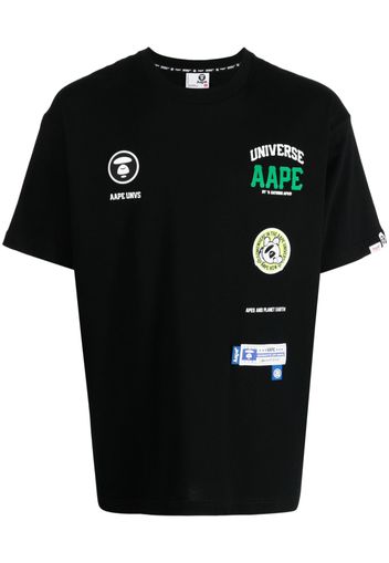 AAPE BY *A BATHING APE® logo-patches cotton T-shirt - Schwarz