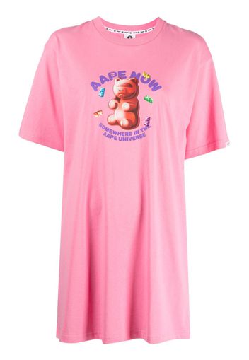 AAPE BY *A BATHING APE® slogan-print jersey T-shirt - Rosa