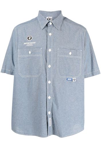 AAPE BY *A BATHING APE® logo-embroidered short-sleeve shirt - Blau