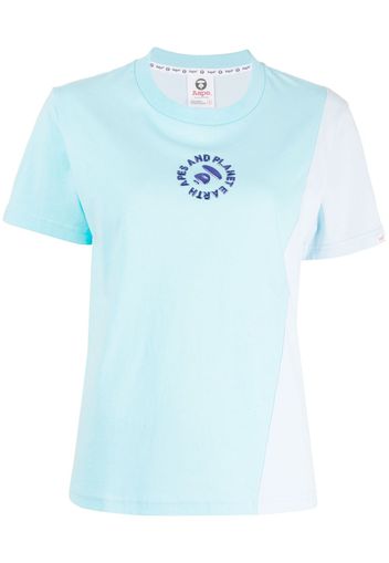 AAPE BY *A BATHING APE® logo-embossed cotton-jersey T-shirt - Blau