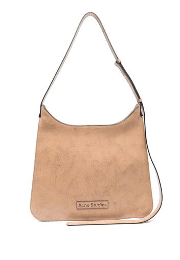 Acne Studios Platt cracked-effect leather shoulder bag - Nude