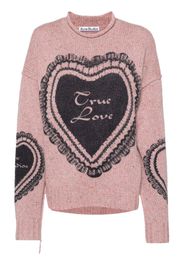 Acne Studios Grob gestrickter Pullover mit Herz-Print - Rosa