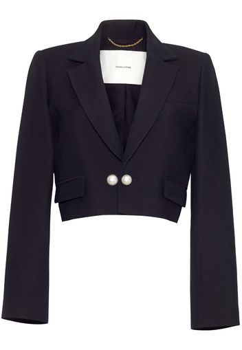 Adam Lippes faux pearl-button cropped blazer - Schwarz