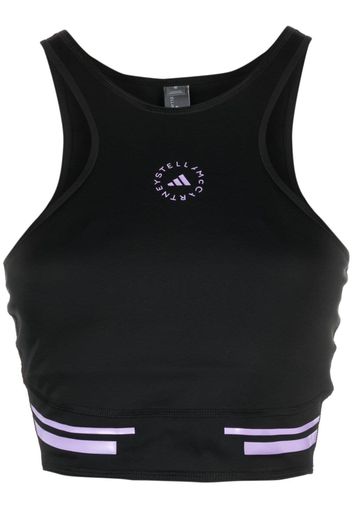 adidas by Stella McCartney logo-print cropped tank top - Schwarz