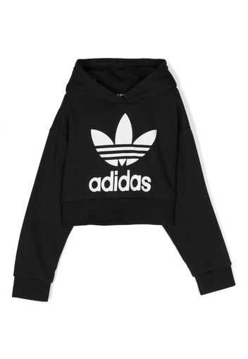 adidas Kids trefoil-logo cropped hoodie - Schwarz