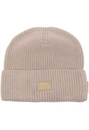 Advisory Board Crystals logo-patch ribbed-knit beanie - Nude