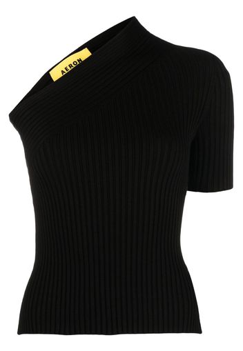 AERON one-shoulder knitted top - Schwarz