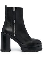 AGL 120mm zip-up leather boots - Schwarz