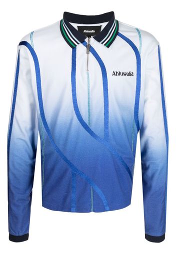 Ahluwalia Expression long-sleeve polo shirt - Blau