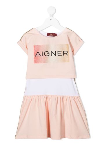 Aigner Kids Kleid mit Logo-Print - Rosa