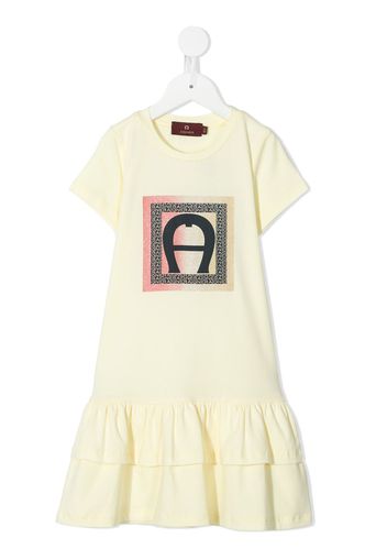 Aigner Kids T-Shirtkleid mit gestuftem Saum - Gelb