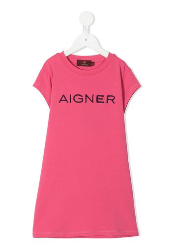 Aigner Kids T-Shirtkleid mit Logo-Stickerei - Rosa