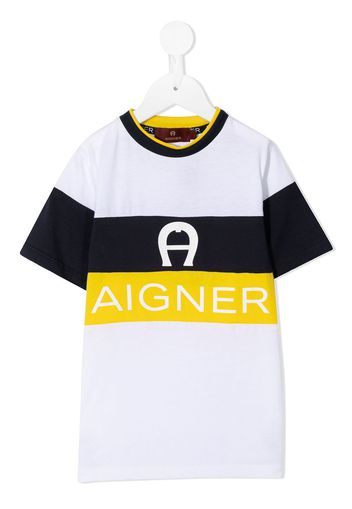 Aigner Kids T-Shirt mit Logo-Streifen - Weiß