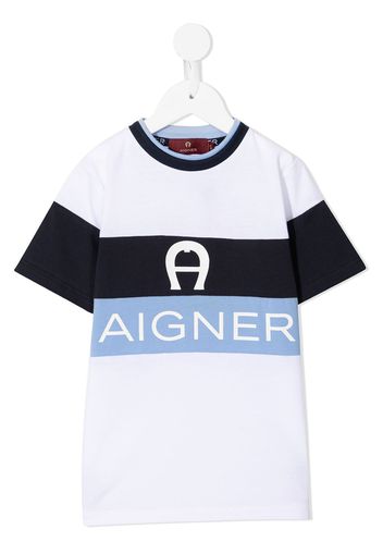 Aigner Kids T-Shirt mit Logo-Streifen - Weiß