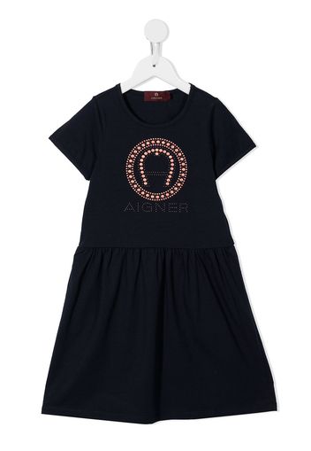 Aigner Kids Kleid mit Logo-Print - Blau