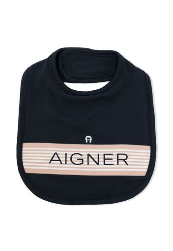 Aigner Kids logo-stripe print bib - Blau