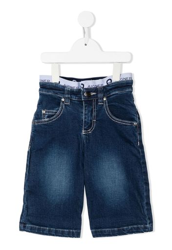 Aigner Kids logo-waist denim shorts - Blau