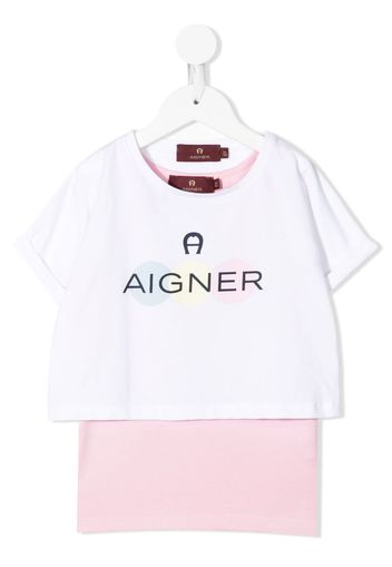 Aigner Kids layered logo-print T-shirt vest - Weiß